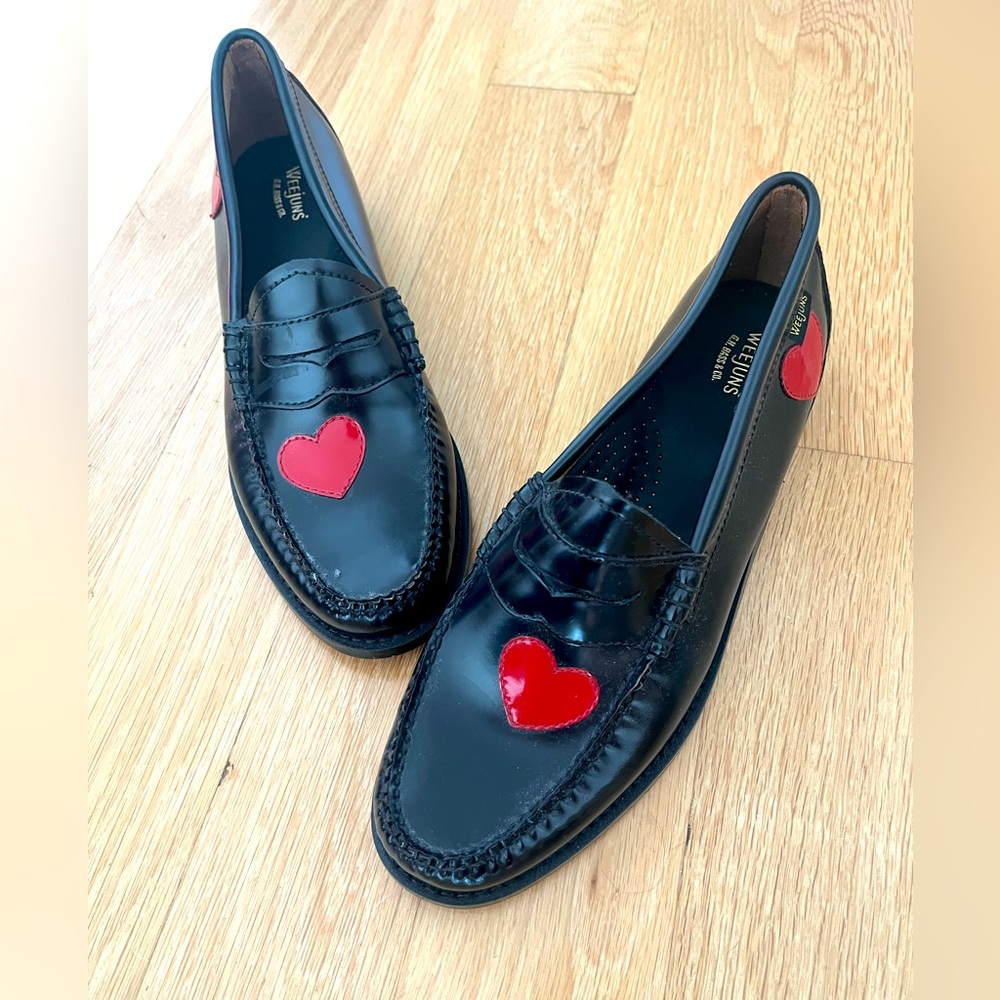Never Worn G.H. Bass & Co. Weejuns Loafers with Red Heart Detail